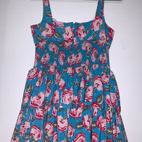 Betsy Johnson ruched back floral sundress size 12, floral chic summer dress - Picture 4 of 10